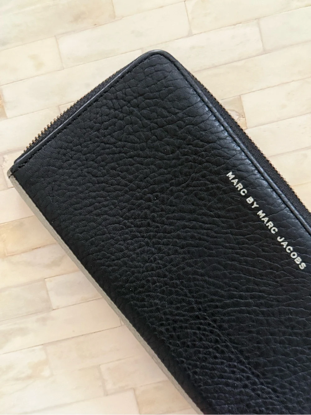 Marc by Marc Jacobs Black Pebbled Leather Zip Wallet